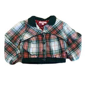 Beetlejuice London red green plaid toddler jacket